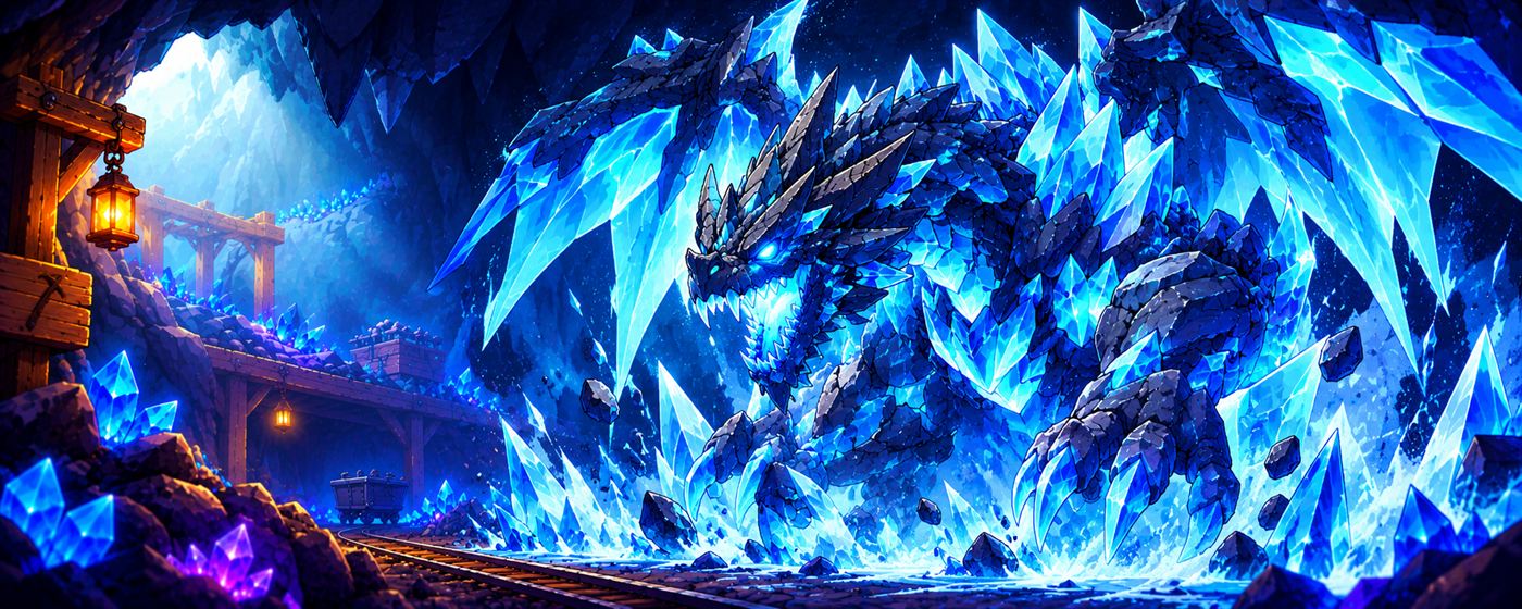 The Ancient Dragon with jagged blue crystal wings