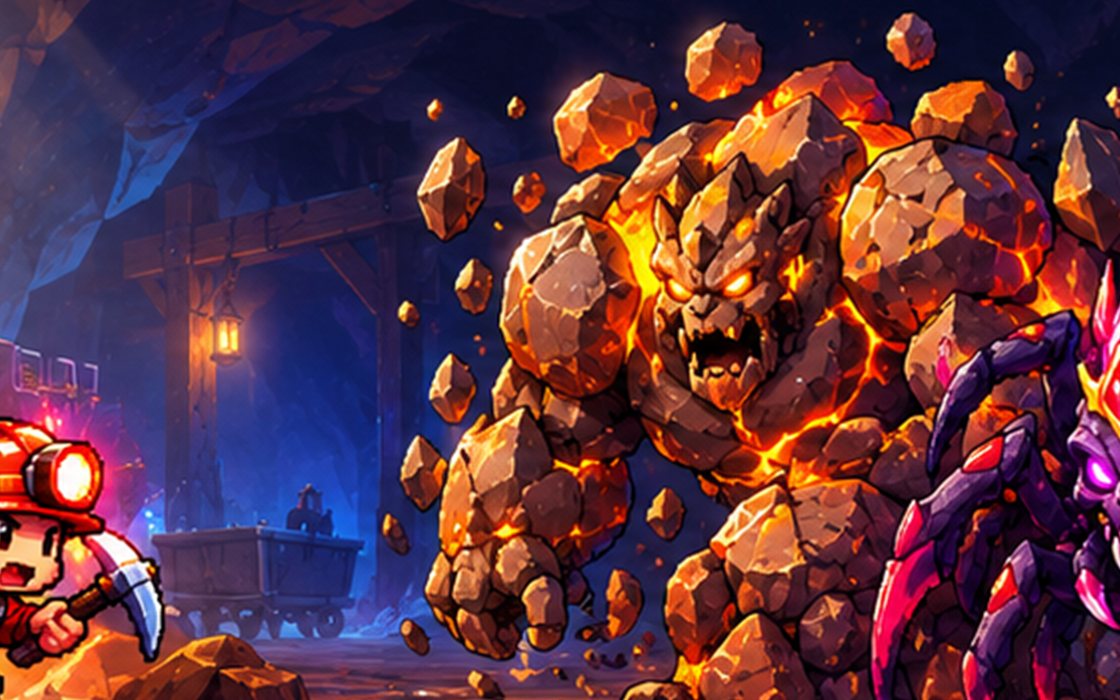 The Rock Golem, a giant of floating boulders with glowing cracks